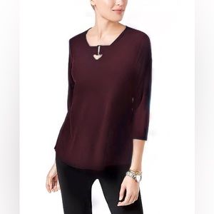Alfani High-Low V-Neck Top